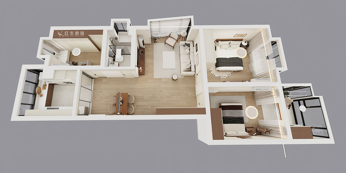 刘小勇｜东城水岸6-1301-105㎡-现代风格｜3室2厅1卫｜老房装修｜定制家｜全包11